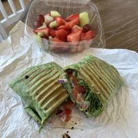 Hummus Veggie Wrap with Fruit Cup  at The Southern Grind in Orange Beach