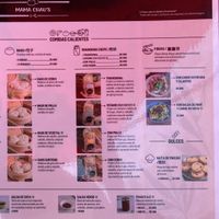 Menu  at Mama Chau's in Santiago