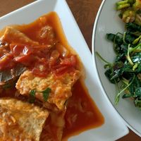 Fried tofu in a tomato sauce at Dilicious in Dili