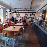 Interior and counter at Cafe Henrici in Zurich
