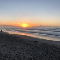 The view at just before opening time at Hang Ten Cafe in Muizenberg