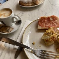 Vegan Tortilla was great! Later I has some churros with chocolate and also loved the croissant and the coffee: Prices are really fair and I felt like coming home.  at The Vegan Corner in Barcelona