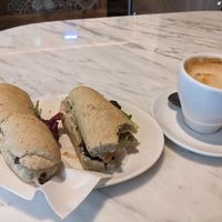 Sandwich and Cappuccino at The Vegan Corner in Barcelona