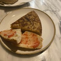 Spanish omelette. One of several flavours they have   at The Vegan Corner in Barcelona