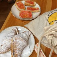 ‘nutella’ croissants and pan con tomate   at The Vegan Corner in Barcelona
