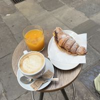 Nutella croissant, orange juice and oat milk cappuccino   at The Vegan Corner in Barcelona