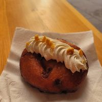 Carrot cake donut with chocolate filling. at The Vegan Corner in Barcelona