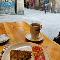 Table with a view at The Vegan Corner in Barcelona