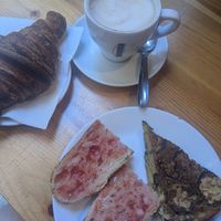 Quiche and a croissant at The Vegan Corner in Barcelona