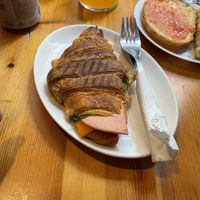Ham and cheese croissant   at The Vegan Corner in Barcelona