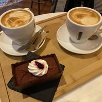 Coffee with something sweet! at The Vegan Corner in Barcelona