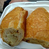 Tortilla bocadillo! So good!! at The Vegan Corner in Barcelona