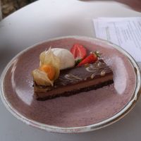 Vegan salted caramel cheesecake at The Masons Arms in Warkworth