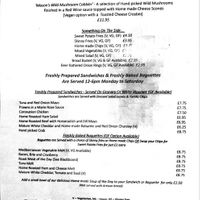 Menu at The Masons Arms in Warkworth