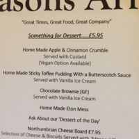 Vegan pudding option  at The Masons Arms in Warkworth