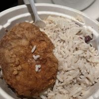 Prolific vegan fried chicken with coconut rice and peas   at Soul Bowl in Minneapolis