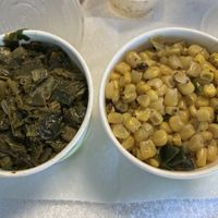 Greens and original corn before the upgrade   at Soul Bowl in Minneapolis