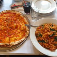 Margarita pizza and risotto at Dudley's in Olinda