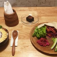 Pita falafel and smoothie bowl at Roots in Hanoi