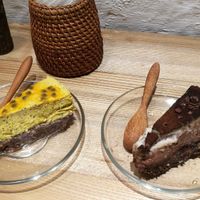 Passion fruit cheescake and tiramisu at Roots in Hanoi