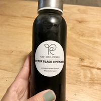 Activated charcoal lemonade— very tasty! at Roots in Hanoi