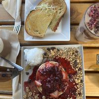 Toastie, Snickers Shake and Berry Pancakes   at The Yoga Place Cafe in Blacksmiths