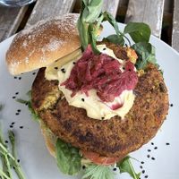 Veggie burger  at The Yoga Place Cafe in Blacksmiths