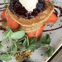 Pancakes with coconut ice cream  at The Yoga Place Cafe in Blacksmiths