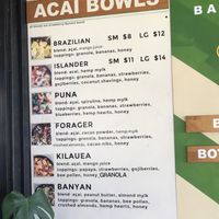 Açaí menu.smoothie menu was not available as of august 2021 at Basik Acai in Kailua Kona