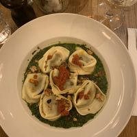 Vegan tortellini with blue cheese  at Carluccio's - Canary Wharf in East London