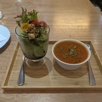 Soup and salad with set meal at Piatto+菜 in Hualien