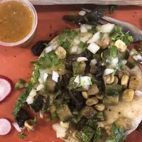 Salsa verde vegan taco.. sorry already started eating !  at La Guerrera's Kitchen in Oakland