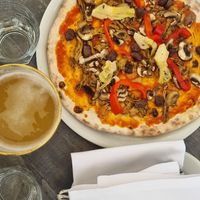 Vegan pizza with planted chicken at Santa Lucia in Schaffhausen