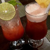 Strawberry soda, Singapore sling cocktail at Long Beach Resort in Koh Rong
