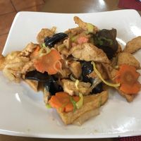 Fried Tofu with carrots, leeks and mushrooms  at HUI KITCHEN in Santiago De Compostela