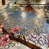 Fun, funky art on the wall! at Miyagi Ramen in Bend