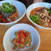 Vegan ramen, rice bowl, tempura peppers at Miyagi Ramen in Bend