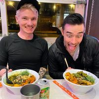 Butternut squash ramen. It started off good, but then we found it a bit salty and a bit thick (like a chowder consistency).  at Miyagi Ramen in Bend