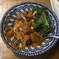 Half eaten vegan meatballs  at Pasapan in Segovia