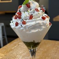 Whipped coconut dessert  at Pasapan in Segovia