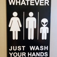 Restroom sign, 😆 at NOMZ in Akron