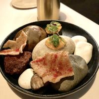 Jerusalem artichoke crisp with plum sauce

 at Ezard in Melbourne