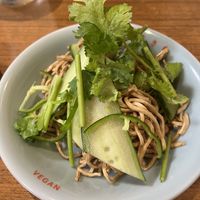 Cold soba noodle salad  at Izakaya Masaka in Tokyo