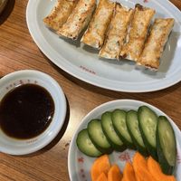 Goyza and Japanese pickles  at Izakaya Masaka in Tokyo