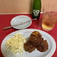 Kara-age and apricot sour   at Izakaya Masaka in Tokyo