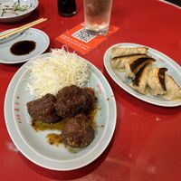Karaage and gyoza  at Izakaya Masaka in Tokyo