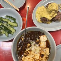 Cucumber, mapo tofu and tartare karaage  at Izakaya Masaka in Tokyo