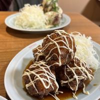 Terimayo Karaage (and Yuzu pepper in the back)  at Izakaya Masaka in Tokyo