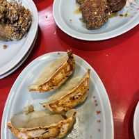 Dumplings and karaage  at Izakaya Masaka in Tokyo