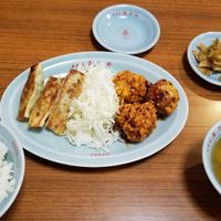 gyoza and karaage lunch set at Izakaya Masaka in Tokyo
